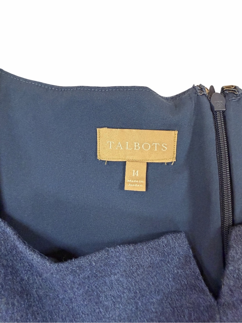 Talbots Navy Short-Sleeve Wool Dress Knee Length - Picture 3 of 5
